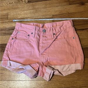 Levi’s Womens Pink High-Rise Cotton Jean Shorts Sz 27 Cuffed Summer